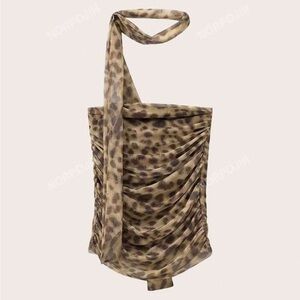 SOLD Zara Leopard Print Neck Tie Top NWOT